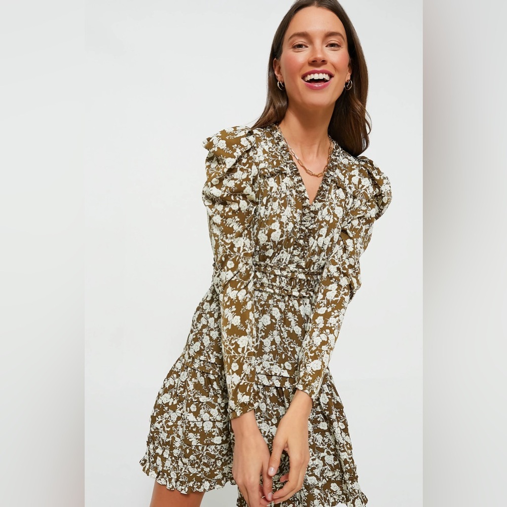 Olive Floral Renee Ruffle Mini Dress